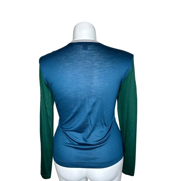 St. John Color-block Long Sleeve T-shirt Top - Large - Picture 2 of 6